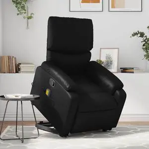 vidaXL Stand up Massage Recliner Chair Power Lift Armchair Black Faux Leather