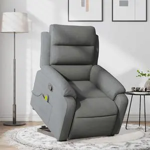 vidaXL Stand up Massage Recliner Chair Power Lift Armchair Dark Gray Fabric