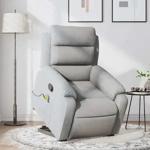 vidaXL Stand up Massage Recliner Chair Power Lift Armchair Light Gray Fabric