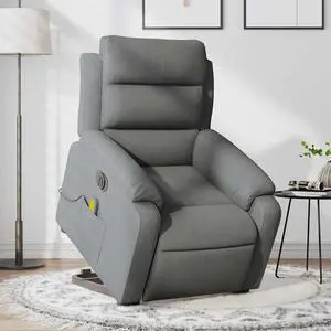 vidaXL Electric Stand up Massage Recliner Chair Armchair Dark Gray Fabric