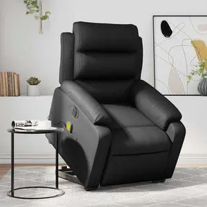 vidaXL Electric Stand up Massage Recliner Chair Armchair Black Faux Leather