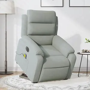 vidaXL Electric Stand up Massage Recliner Chair Armchair Light Gray Velvet