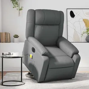 vidaXL Electric Stand up Massage Recliner Chair Armchair Gray Faux Leather