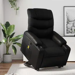 vidaXL Stand up Massage Recliner Chair Power Lift Armchair Black Faux Leather