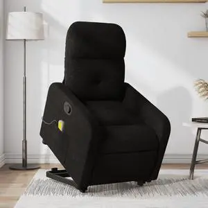 vidaXL Stand up Massage Recliner Chair Power Lift Push Armchair Black Fabric