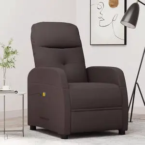 vidaXL Massage Chair Adjustable Reclining Seating Furniture Dark Brown Fabric