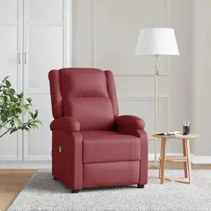 vidaXL Massage Chair Wingback Reclining Seating Furniture Wine Red Faux Leather