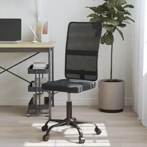 vidaXL Office Chair Adjustable Rolling Computer Desk Chair Black Mesh Fabric