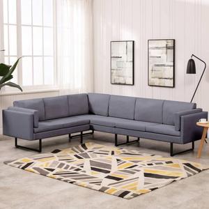 vidaXL Corner Sofa L-shaped Light Gray Fabric Steel Chaise Longue Loveseat