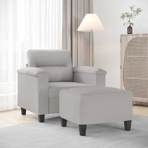 vidaXL Couch Modern Accent Upholstered Chair Light Gray Microfiber Fabric