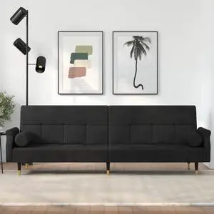 vidaXL Sofa Bed Loveseat Sofa for Studio Apartment with Cushions Black Velvet