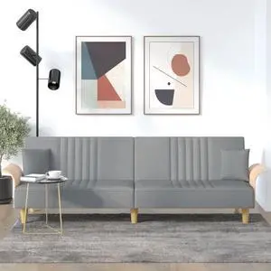 vidaXL Sofa Bed Sleeper Sofa Couch Bed with Armrests Settee Light Gray Fabric