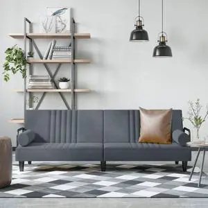 vidaXL Sofa Bed with Armrests Dark Gray Velvet Couch Recliner Folding Daybed