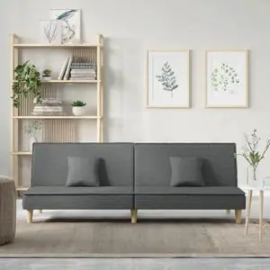 vidaXL Sofa Bed Loveseat Sleeper Sofa Guest Bed with Pillows Dark Gray Fabric