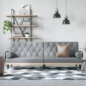 vidaXL Sofa Bed with Armrests Light Gray Fabric Sofa Couch Recliner Loveseat