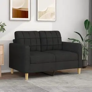 vidaXL Sofa Accent Upholstered Loveseat Couch Lounge Sofa Settee Black Fabric