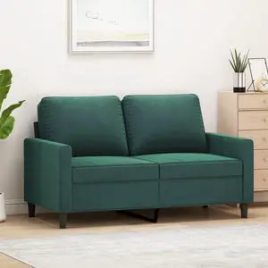 vidaXL 2-Seater Sofa Accent Loveseat Couch Settee for Office Dark Green Velvet