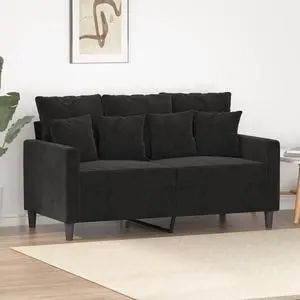 vidaXL Sofa Accent Loveseat Couch 2 Seater Sofa Living Room Seating Black Velvet vidaXL Sofa Accent Loveseat Couch 2 Seater Sofa Living Room Seating Black Velvet