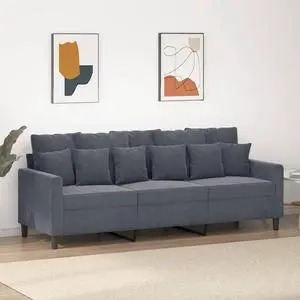 vidaXL Sofa Accent Upholstered 3-Seater Couch Sofa Armchair Dark Gray Velvet