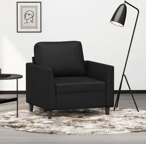 vidaXL Sofa Chair Accent Upholstered Single Sofa Chair Black Faux Leather