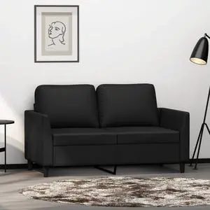 vidaXL Sofa Accent Loveseat Couch Settee 2 Seater Sofa Black Faux Leather