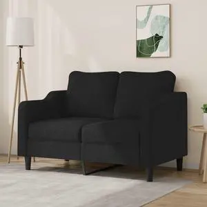 vidaXL Sofa Accent Loveseat Couch 2 Seater Sofa Living Room Seating Black Fabric