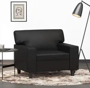 vidaXL Sofa Chair Accent Upholstered Single Sofa Chair Black Faux Leather