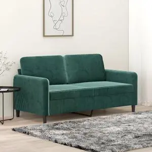 vidaXL 2-Seater Sofa Accent Loveseat Couch Settee for Office Dark Green Velvet