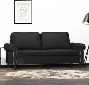 vidaXL Sofa Accent Loveseat Couch Settee 2 Seater Sofa Black Faux Leather