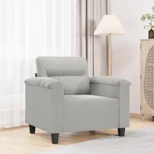 vidaXL Sofa Chair Accent Upholstered Armchair Light Gray Microfiber Fabric