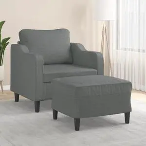 vidaXL Sofa Chair Accent Single Sofa Chair with Footstool Dark Gray Fabric