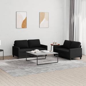vidaXL Sofa Set with Cushions Sectional Sofa Couch Armchair 2 Piece Black Fabric