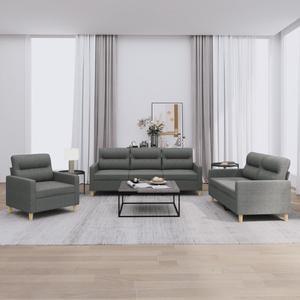 vidaXL Sofa Set with Cushions Sectional Sofa Couch 3 Piece Dark Gray Fabric
