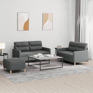 vidaXL Sofa Set with Cushions Sectional Sofa Couch 3 Piece Dark Gray Fabric
