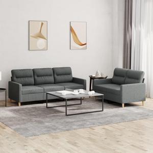 vidaXL Sofa Set with Cushions Sectional Sofa Couch 2 Piece Dark Gray Fabric