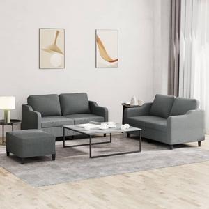 vidaXL Sofa Set with Cushions Accent Loveseat Couch 3 Piece Dark Gray Fabric