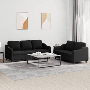 vidaXL Sofa Set with Cushions Loveseat Couch Armchair 2 Piece Black Fabric