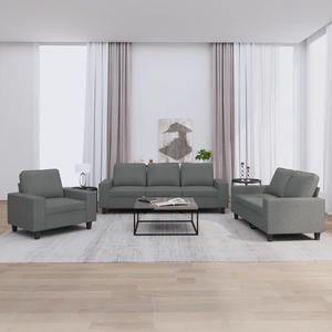 vidaXL Sofa Set Accent Loveseat Couch for Living Room 3 Piece Dark Gray Fabric