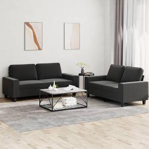vidaXL Sofa Set Accent Loveseat Couch Settee Armchair 2 Piece Black Fabric