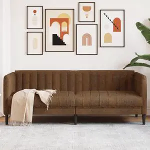 vidaXL Sofa 3-Seater Couch Living Room Furniture Brown Faux Suede Leather