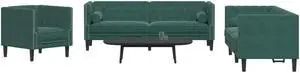 vidaXL Chesterfield Sofa Set with Bolsters Settee 3 Piece Dark Green Velvet