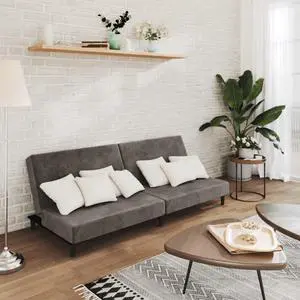 vidaXL 2-Seater Sofa Bed Accent Upholstered Loveseat Couch Dark Gray Velvet