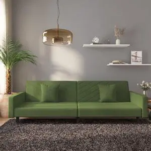 vidaXL 2-Seater Sofa Bed with Two Pillows Loveseat Couch Dark Green Velvet vidaXL 2-Seater Sofa Bed with Two Pillows Loveseat Couch Dark Green Velvet