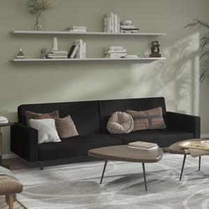vidaXL 2-Seater Sofa Bed Accent Upholstered Loveseat Sleeper Couch Black Velvet