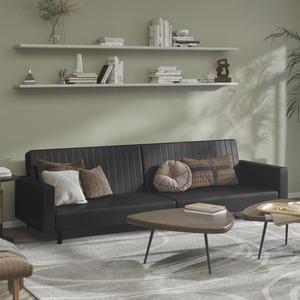 vidaXL 2-Seater Sofa Bed Accent Upholstered Loveseat Couch Black Faux Leather