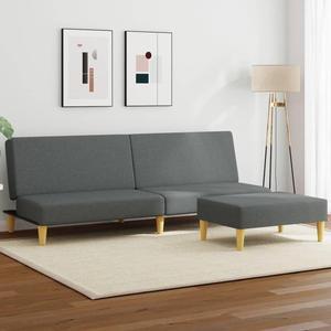 vidaXL 2-Seater Sofa Bed with Pillows and Footstool Living Room Dark Gray Velvet