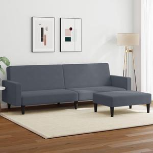 vidaXL 2-Seater Sofa Bed with Footstool Accent Sleeper Couch Dark Gray Velvet