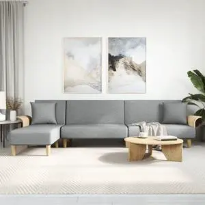 vidaXL Sofa Bed Sleeper Sofa Settee L Shaped Folding Sofa Bed Light Gray Fabric