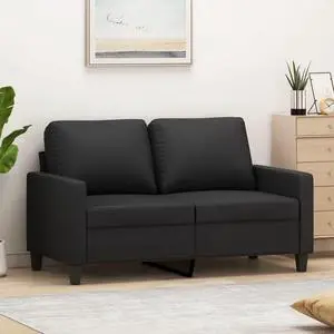 vidaXL Sofa Accent Loveseat Couch Settee 2 Seater Sofa Black Faux Leather