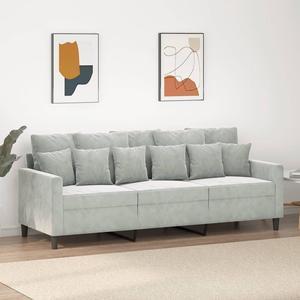 vidaXL Sofa Accent Upholstered 3-Seater Couch Sofa Armchair Light Gray Velvet